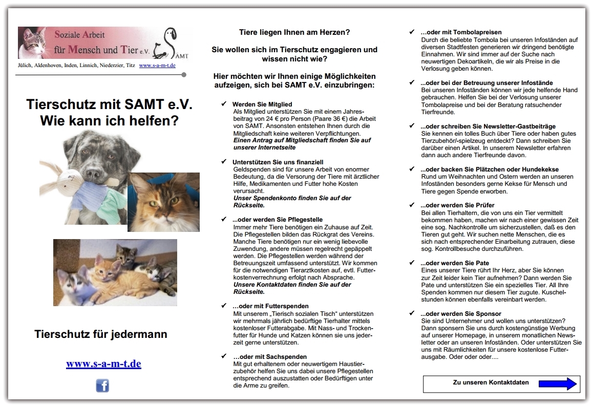 Neuer SAMT-Flyer: Tierschutz für jedermann – Rosinas Welt